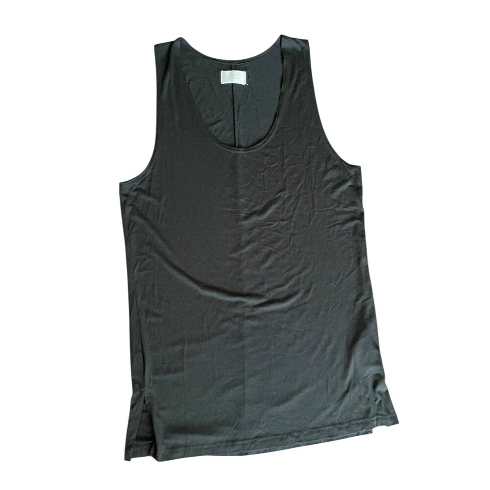 Oro Los Angeles Scallop BLACK Tank Top Sleeveless T Shirt  SZ L - Picture 11 of 14